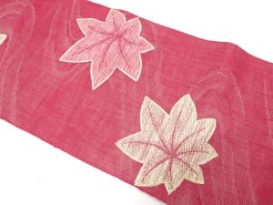 紗紬　竜田川模様　刺繍　名古屋帯